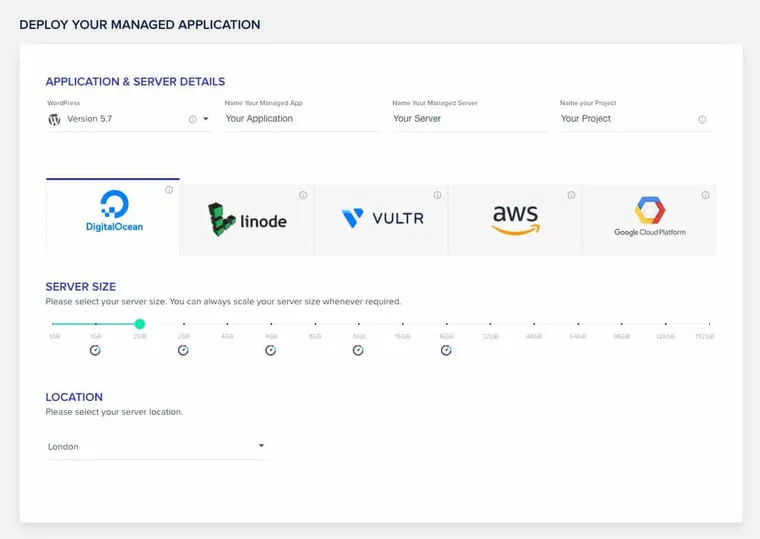 Cloudways server choices