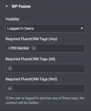 Showing/hiding elements in Elementor using WP Fusion