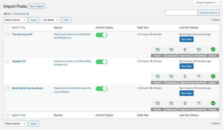 Post Imports In Feedzy