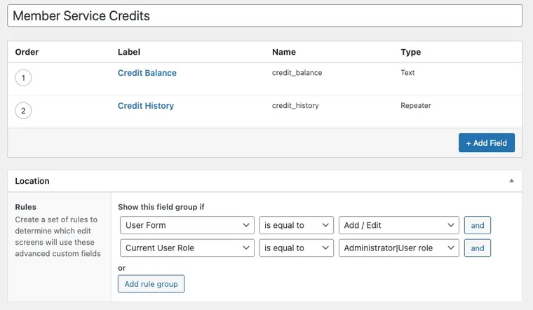service-member-credits Service Credit System Fields