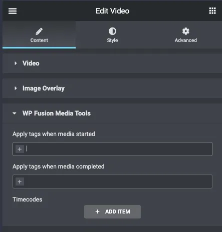 WP Fusion Media Tools add-on in Elementor