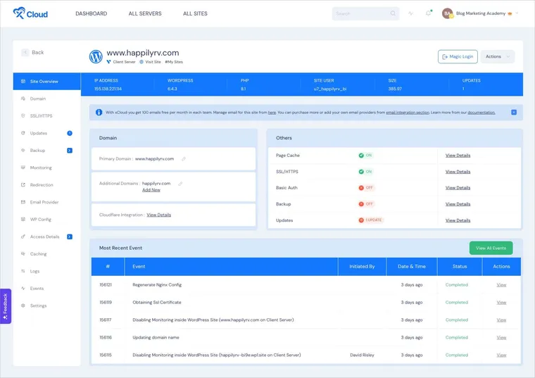 xCloud Hosting Control Panel
