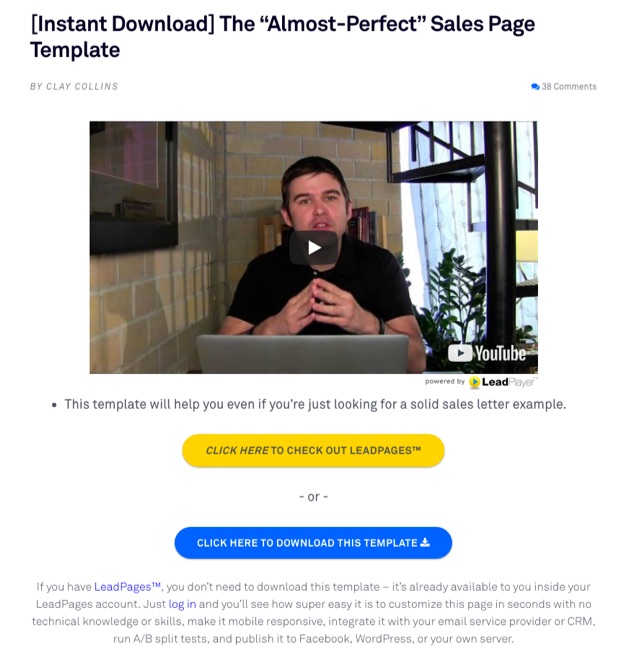 sell without selling - leadpages example