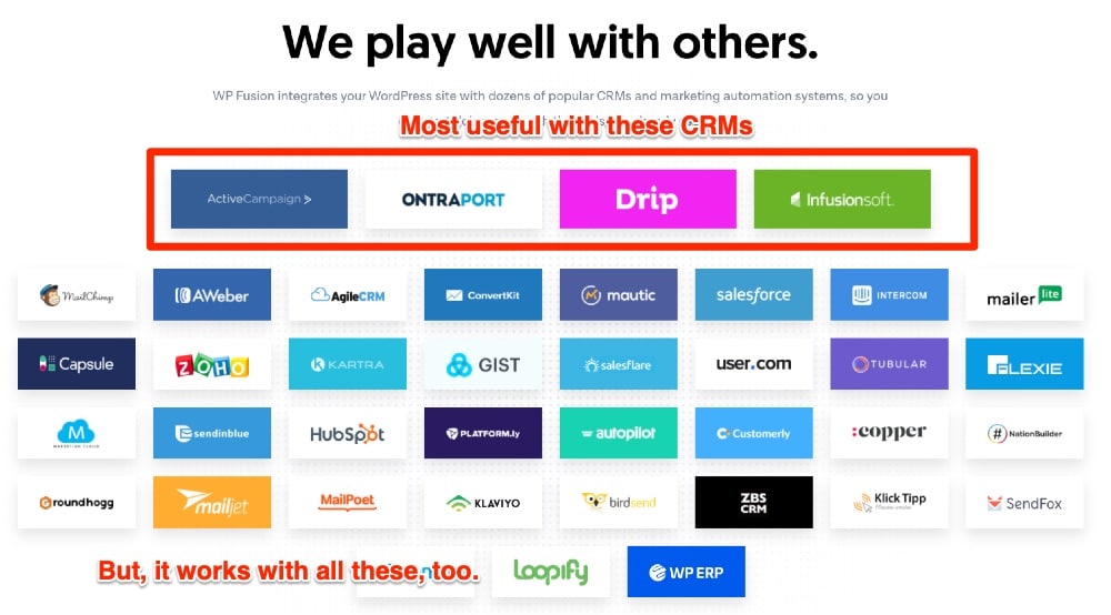 WP Fusion Review: Supported CRM platforms