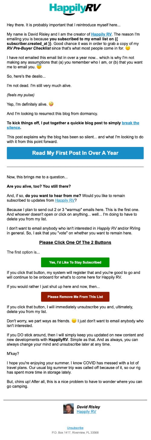 happilyrv-reengagement-email-1 ReEngagement Email I Sent To My List