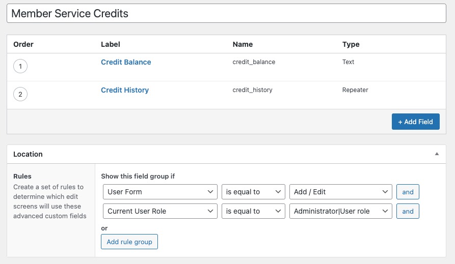 service-member-credits Service Credit System Fields