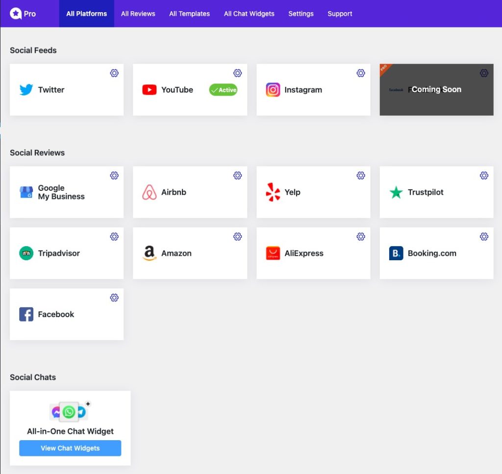 WP Social Ninja Platform Dashboard