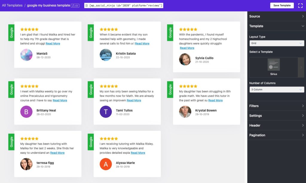 WP Social Ninja Google Reviews