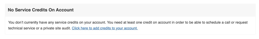 Notice of no service credits