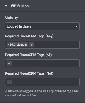Showing/hiding elements in Elementor using WP Fusion