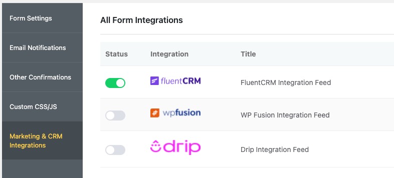 Fluent Forms Integrations