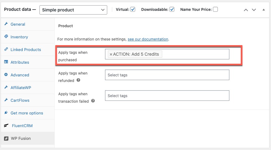 Adding a tag when they purchase service credits