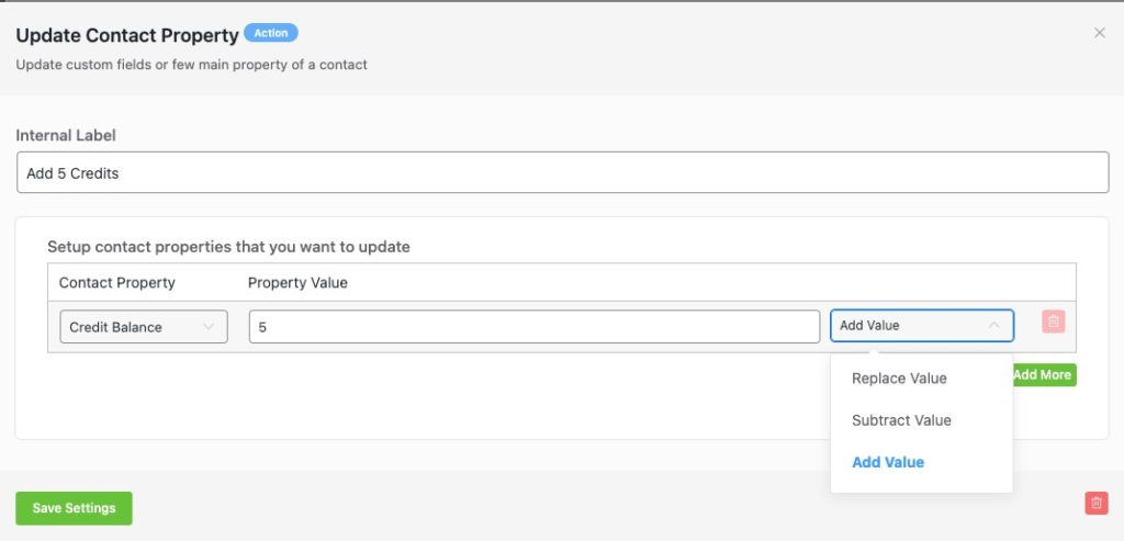 Incrementing their credit balance in FluentCRM using an automation