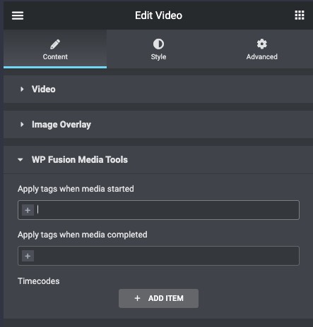 WP Fusion Media Tools add-on in Elementor