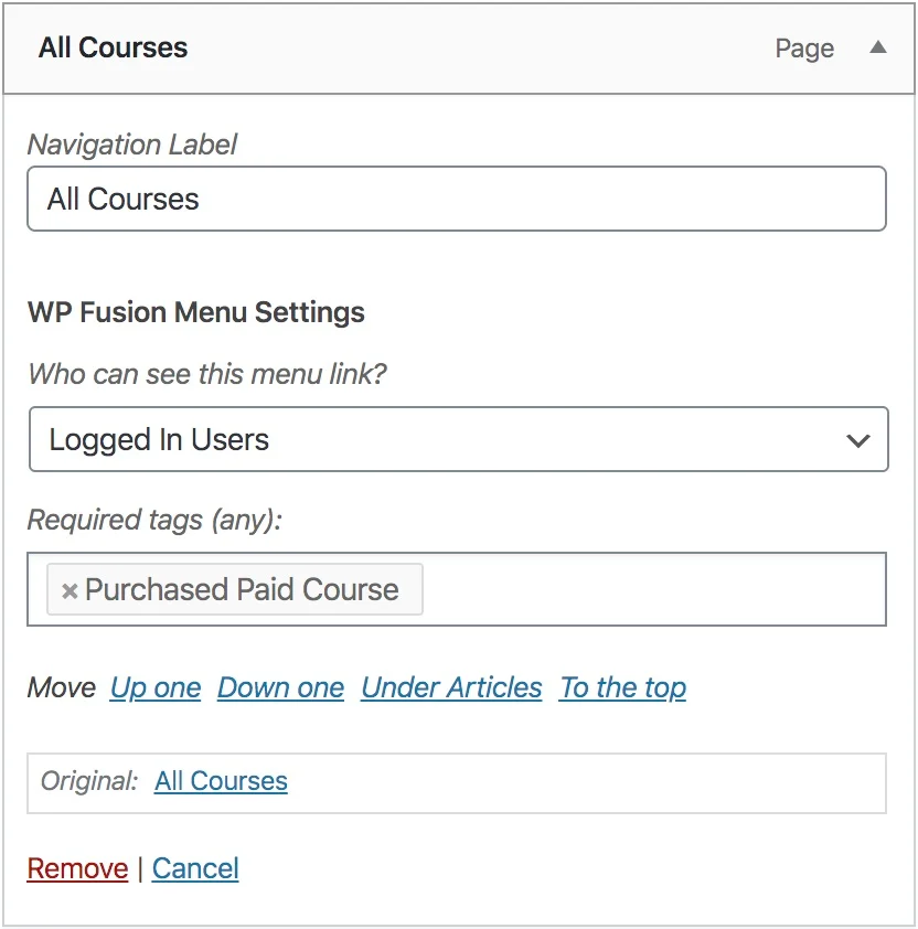 Membership Sites - Hide Menu Options
