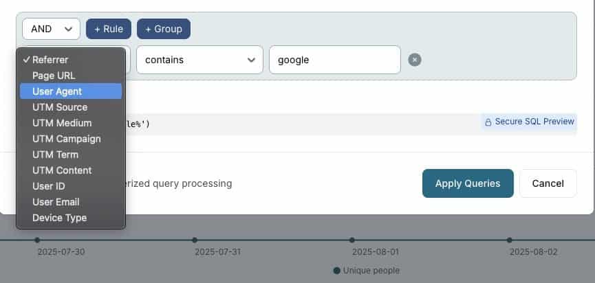 AnalyticsWP Query Search Options